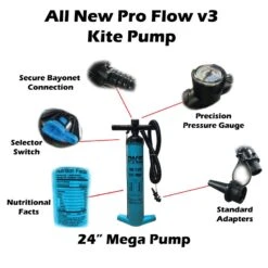 PKS Pro Flow V3 XL Kite Pump With PSI Meter 24" Discounts Apply ! -Pro Surf Shop pks 2020 pro flow v3 mega pump 4